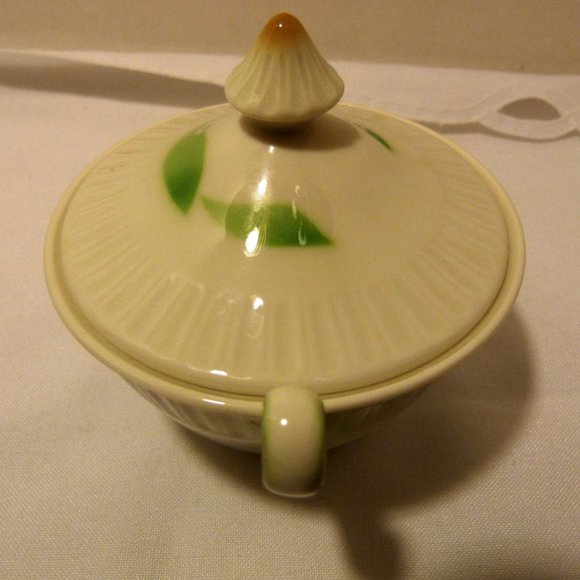 SYRACUSE China Made in USA "Shelledge Bamboo" Sugar Bowl With Lid - Picture 3 of 11